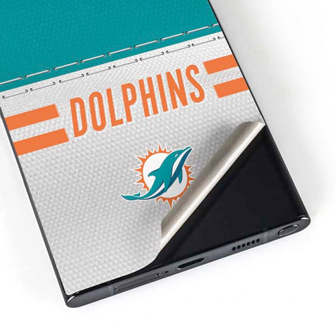 NFL Miami Dolphins White Striped Galaxy S25 Ultra Skin